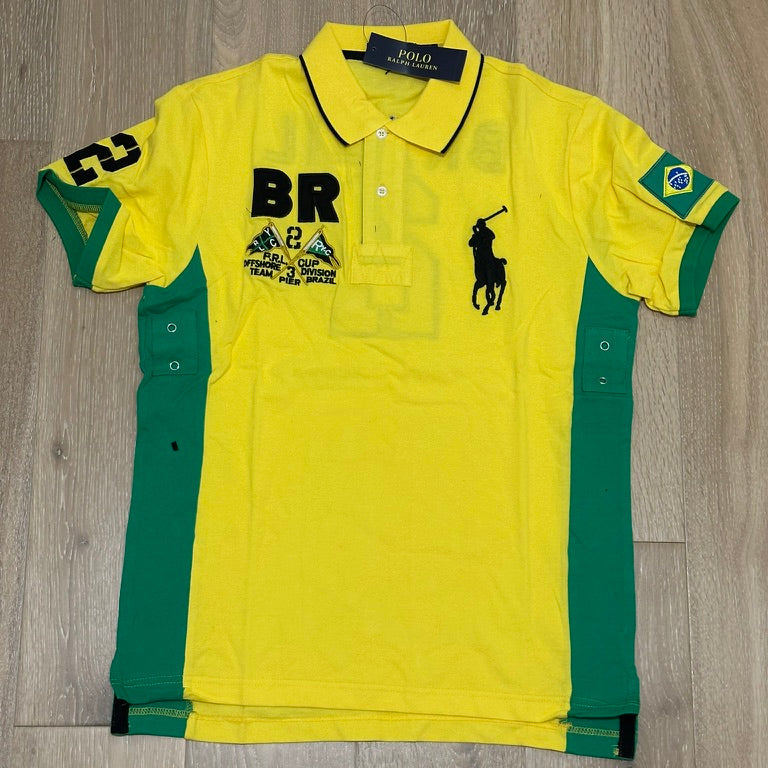 FLAG STYLE YELLOW BRAZIL POLO SHIRT