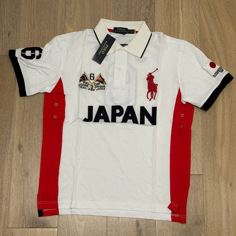 FLAG STYLE WHITE JAPAN POLO SHIRT