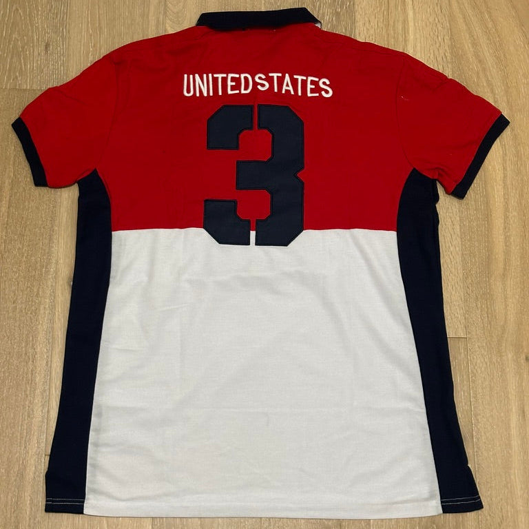 FLAG STYLE RED & WHITE USA POLO SHIRT