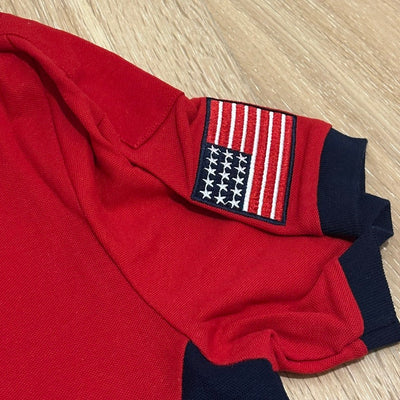 FLAG STYLE RED & WHITE USA POLO SHIRT