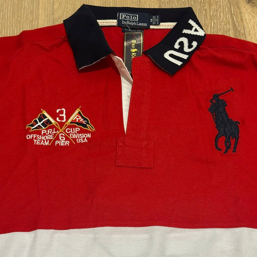 FLAG STYLE RED & WHITE USA POLO SHIRT