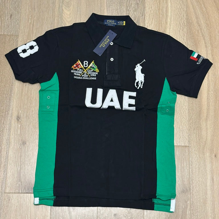 FLAG STYLE GREEN & BLACK UAE DUBAI POLO SHIRT