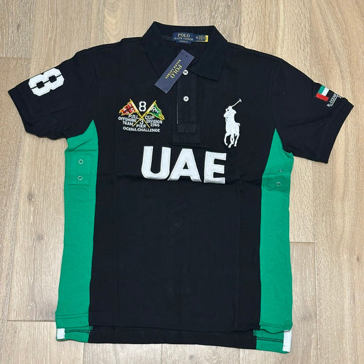 FLAG STYLE GREEN & BLACK UAE DUBAI POLO SHIRT