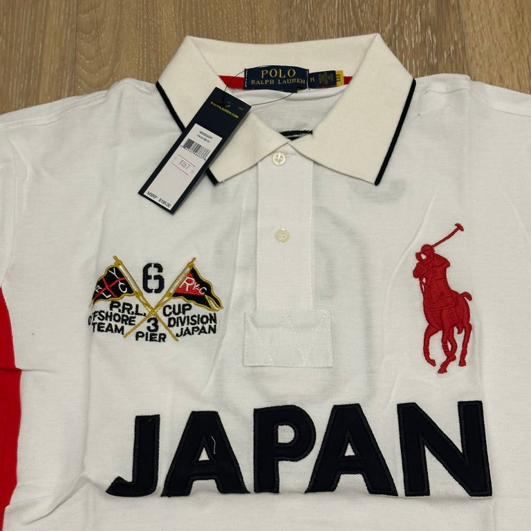 FLAG STYLE WHITE JAPAN POLO SHIRT