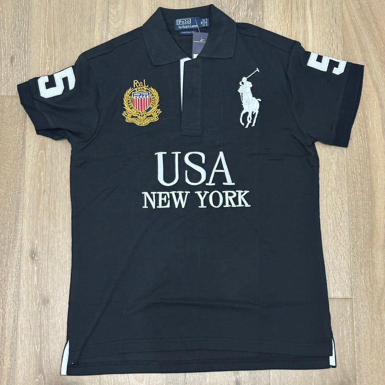 CITY STYLE BLACK USA NEW YORK POLO SHIRT